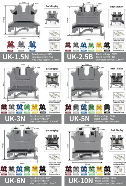 20/50/100Pcs UK - 2.5B Din Rail Terminal Block Electrical Conductor Universal Screw Connection Terminal Strip 2.5mm² - Image 16