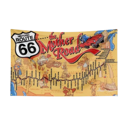 3X5Ft U.S. Route 66 Motorcycle Flag Polyester Digital Printing Car Banner For Decor - Image 11