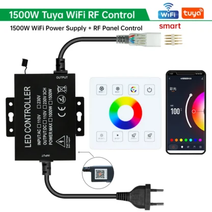 Tuya WiFi RGB Dimmer 220V 750W 1500W EU/AU/UK Power Plug RF Remote Controller for SMD2835/5050 4Pin LED Neon Strip Light - Image 8