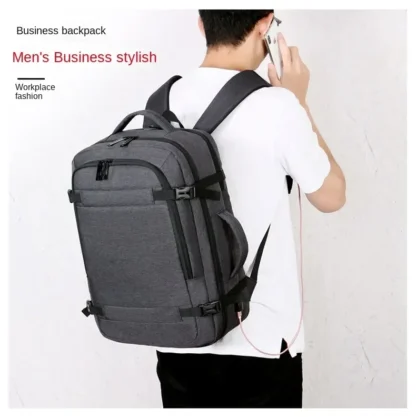 45L Large Capacity Multifunctional Extensible Rechargeable Hand-held Backpack Men's Waterproof Business Travel Computer Backpack - Image 12