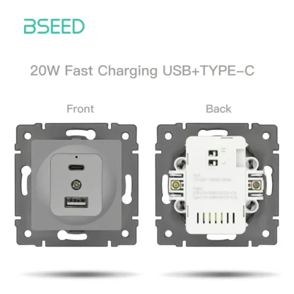 BSEED 1/2Gang 1/2Way Wall Button Switch Part Wall EU Socket Module Part Glass Frame Only Switch Socket DIY Function Part - Image 24