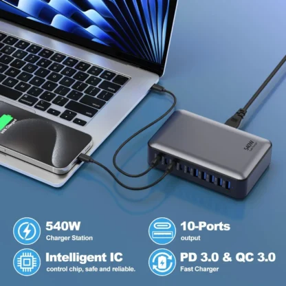 NEW 540W Gan Fast Charge 3.0 USB Type C Fast Charger Mobile 10-port 5C5A PD Charger Convenient To Carry Tablet Charger - Image 5