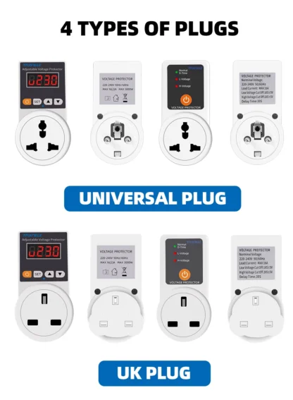 Automatic Voltage Protector Socket AC 220V 16A Adjustable Power Surge Protector Universal/US/EU/UK Plug Voltage Safe Protector - Image 20