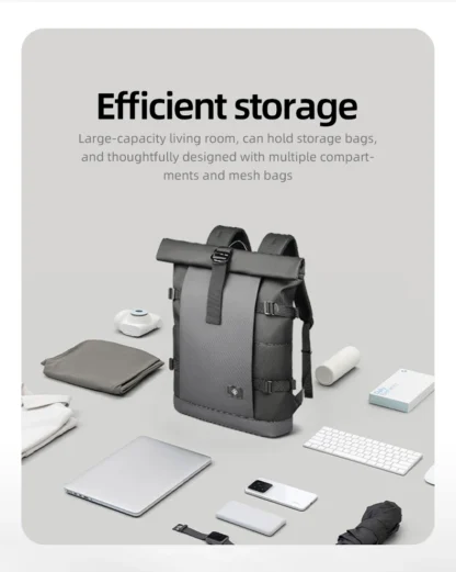 HK Waterproof Roll-Top Backpack for Men Large Capacity Expandable 17 Inch Laptop Bag Leisure Travel Backpack Hiking Camping Bags - Image 18