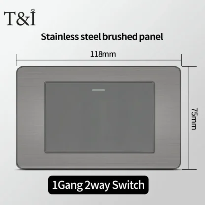 118 US Mexico Grey Stainless Steel Brushed 2way Electrical Light Switch Home Wall Socket Plug Double USB Type-C Power Outlet - Image 11