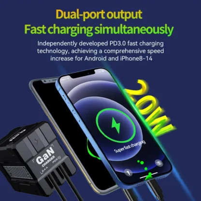 20W GaN Charger With Retractable Lightning & Type C Cable For iPhone  16 15 14 Type C Fast Charge Wall Charger Travel Charger - Image 5