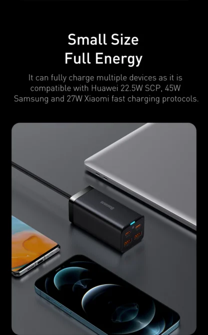 Baseus GaN3 100/ 65W Desktop Charger Quick Charge QC 3.04.0 USB C Type C Phone Charger For iPhone15 Huawei Xiaomi MacBook Laptop - Image 19