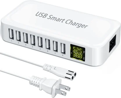 Multi 8 Port USB Fast Charger Desktop Phone Carregador LCD Display Charing station Dock HUB For Iphone 14 Samsung Xiaomi Tablet - Image 7