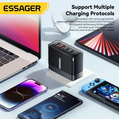 Essager 100W GaN USB Type C Caricabatterie PD QC Quick Charge 4.0 3.0 Type C Ricarica Rapida Per iPhone 16 15 14 Xiaomi Macbook - Image 3