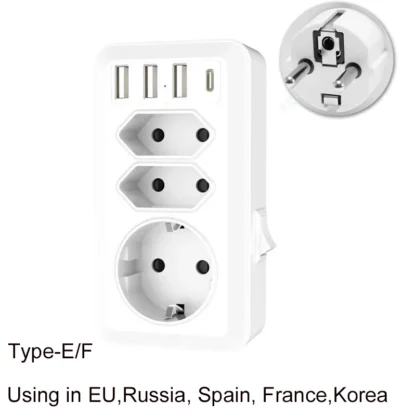 Euro EU Extend Socket With ON/OFF Switch 4.8mm 2 Pin European Standard Grounding Schuko Socket Power Extension Plug Converter - Image 8