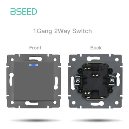 BSEED 1/2Gang 1/2Way Wall Button Switch Part Wall EU Socket Module Part Glass Frame Only Switch Socket DIY Function Part - Image 9