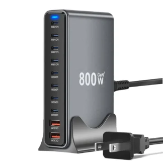 New 800W GaN USB C Charger 10-port USB Type C PD Fast Charging Station PD3.1 Adapters for iPhone 16 15 14 Samsung Xiaomi Huawei