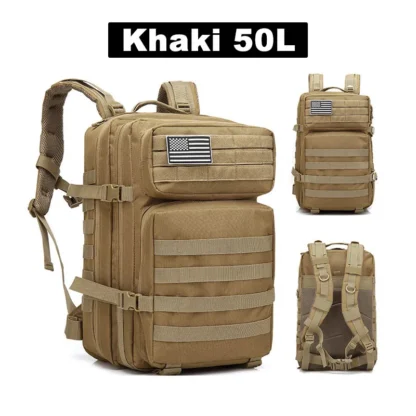 50L Tactical Backpack Men's Travel Large Capacity Rucksacks Men Waterproof Outdoor Sports Multi-functional Bags - Image 8