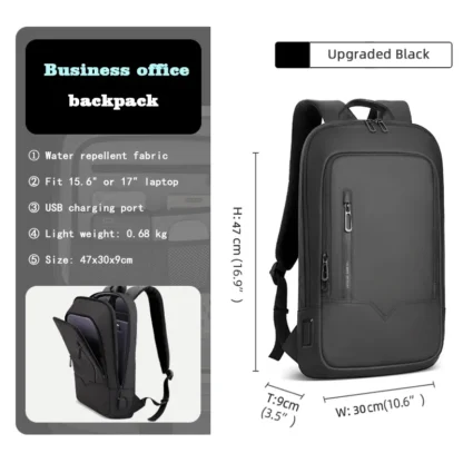 HK Slim Backpack For Men 15.6 Inch Laptop Bags Waterproof Minimalist Business Backpack With USB Charging Casual Travel Work Bag - Image 11