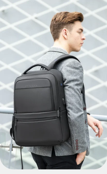 MarkRyden Fady: Expandable Lightweight USB Charging Laptop Backpack with Anti-theft Backpack Men Backpack Black Backpack - Image 7