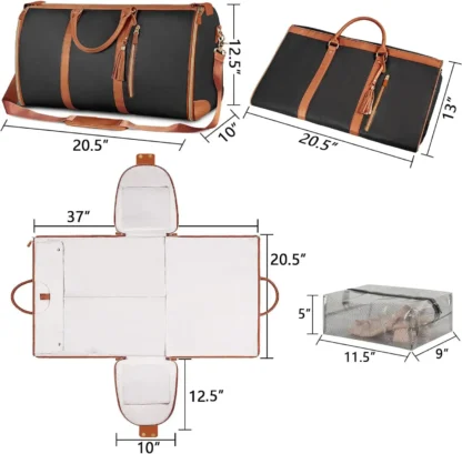 Foldable Women's Travel Convenient Carry-on Clothing Bag Large PU Leather Duffel Bag Women's Business Travel Bag - Image 6