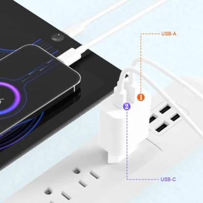 2Pack 20W Fast Charger iPhone Dual Port A/C Fast Charging Adapter with 6FT USBC to Lightning Cable for iPhone 14/13/12/11/XS/XR - Image 3