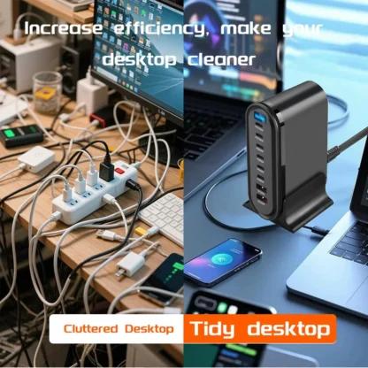 500W GaN Charger Multi-port Desktop Charging Station For Laptops Tablets USB Type C Fast Charge For iPhone 15/Samsung/iPad Pro - Image 5