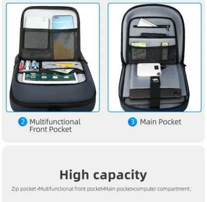 HK Slim Backpack For Men 15.6 Inch Laptop Bags Waterproof Minimalist Business Backpack With USB Charging Casual Travel Work Bag - Image 20