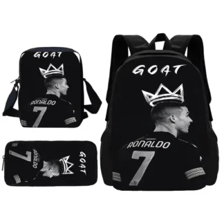 Football CR7 Child School Backpack With Shoulder Bag Pencil Bags School R-Ronaldos Bags for Boys Girls Best Gift