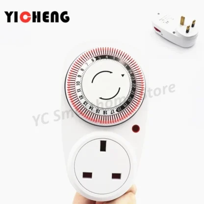 Temporizado 24 Hours Plug-in Timer mechanical  timer ISR EU UK US FR BR Power Plug - Image 5