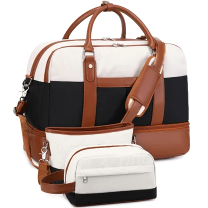 Large Capacity Travel Bag Handbag Tote Travel Bag Shoulder Weekend Bag with Shoe Compartment Breathable Travel Night Bags - Image 10