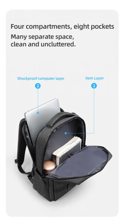 40L Laptop Backpack Durable 17 Inch for Men Women with USB Charger Port & Luggage Sleeve Sturdy College Rucksack Bag For Macbook - Image 16