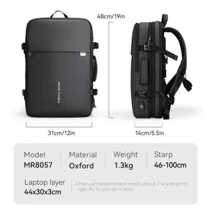 MARK RYDEN Large Travel Backpack Men Multi-functional 39L Expandable Airline Approved 17.3inch Laptop Backpack Ykk Zipper - Image 4