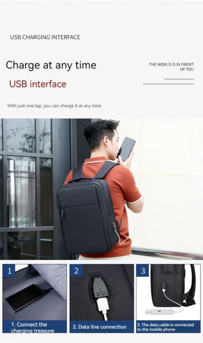 Rilibegan Laptop Men Backpack External USB Charging Travel Men Backpack Nylon School Bag Double Layer Quality Business Backpack - Image 17