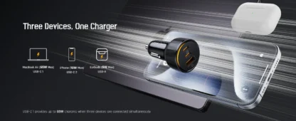 VOLTME 65W Car Charger Dual USB-C USB-A Fast Charging QC 4.0 PD 3.0 Fast Charge Charger For Laptop Translucent Car Phone Charger - Image 15