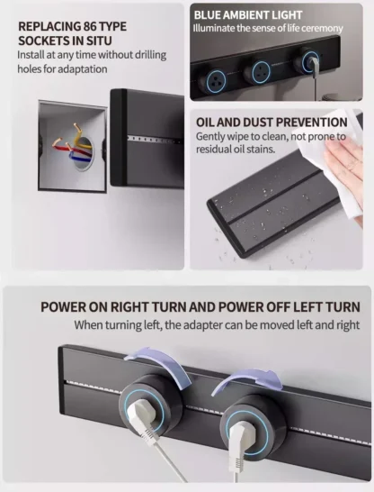 40cm 50cm Track Socket Wall Power Rail Movable Sockets High End Home Appliance Power 8000W EU US UK Standard USB Type c Ports - Image 19