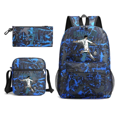 Ronaldo CR7 Backpack Boys Mens Rucksack Shoulder Bag for School 3 Pieces Pencil Bag for Fans Gift - Image 6