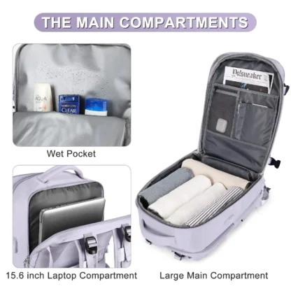 Buylor 40x25x20 Travel Backpack For Women Airplane Cabin Luggage Backpack Carry On 14inch Laptop Backpack Casual SchoolBackpack - Image 16