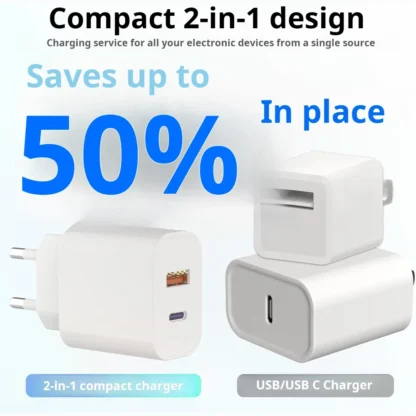 2Pack 20W Fast Charger iPhone Dual Port A/C Fast Charging Adapter with 6FT USBC to Lightning Cable for iPhone 14/13/12/11/XS/XR - Image 2