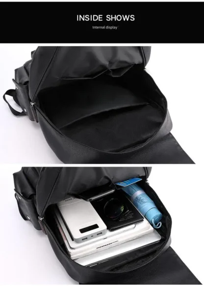 Large Capacity Soft PU Leather Backpack for Casual Business Travel - Image 37
