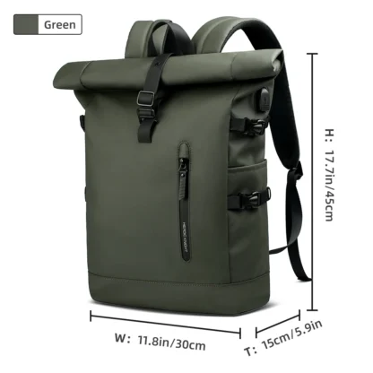 HK Expandable Travel Backpack Men Large Capacity Waterproof 15.6” Laptop Bag Hiking Rucksack Cycling Daypack Bag with USB Port - Image 11