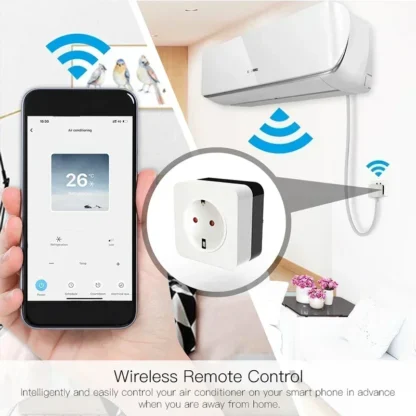 16A WiFi Air Conditioner Wall Plug Socket Outlet Companion IR Remote Controller Smart Life Tuya Work with Alexa Google UK US DE - Image 5