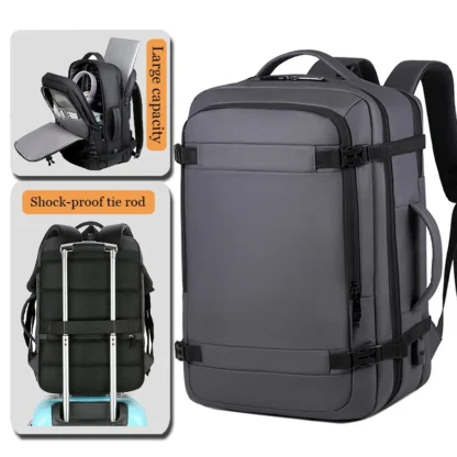 45L Large Capacity Multifunctional Extensible Rechargeable Hand-held Backpack Men's Waterproof Business Travel Computer Backpack - Image 2