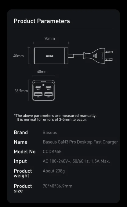 Baseus 65W GaN Charger Desktop Fast Charger 4 in 1 Laptop Phone Charger Adapter For iPhone 15 14 13 Pro Max Xiaomi Samsung - Image 22