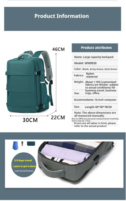 Men's Large Capacity Waterproof Backpack with Independent Compartment and Multifunctional Slots, Retro Multifunctional Travel Ba - Image 15