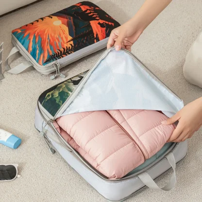 5pcs tropical printed compressed lightweight travel clothing storage bag suit, space-saving travel necessities accessories - Image 13