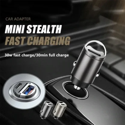 Mini Stealth Car Adapter QC 4.0 3.0 Quick Charge Type C PD Charger 30W PD+QC/PD+PD Car Charger For iPhone 12 13 Huawei Xiaomi - Image 2