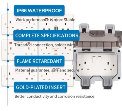 IP66 Waterproof Outdoor Box Wall Socket 13A Double Switch Power Outlet Universal / UK With USB Charging Port DIY GO - Image 19
