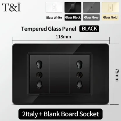 118 Series Black Tempered Glass Wall Switch Socket Italy Standard 16A Outlet with USB Type-C 20W Fast Charging for Home Office - Image 22