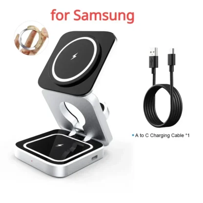 Travel Magnetic Wireless Charging Station 3 in 1 for IPhone 15 14 13 12 Pro/Max,Apple Watch 8, AirPods 3/2,Foldable Phone Hold - Image 7