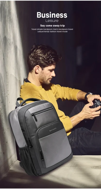 BANGE Travel Waterproof Backpack with USB Charging Port Fit 15.6 Inch Laptop Backpacks for Men and Women, Teenager School Bags - Image 12