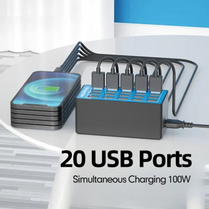 USB Charging Station 150W 30-Port Multi Device Charger Fast Charging Station for Multiple Devices Phone Watch Pad Speakers - Image 5