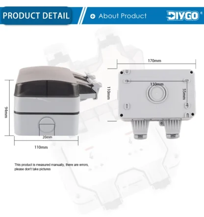 IP66 Waterproof Outdoor Box Wall Socket 13A Double Switch Power Outlet Universal / UK With USB Charging Port DIY GO - Image 20