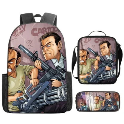 Kids GTA Student School Bookbag Set-G-Grand Theft Auto Backpack+Shoulder Bag+Pencil Case Waterproof Travel Rucksack for Boys - Image 13