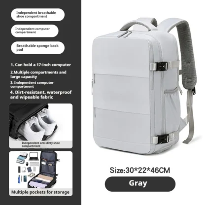 Men's Large Capacity Waterproof Backpack with Independent Compartment and Multifunctional Slots, Retro Multifunctional Travel Ba - Image 12